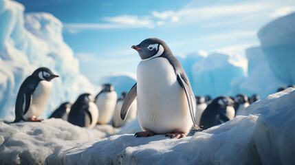 Obraz premium Group of penguins at the north pole