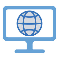 Global, laptop, big data icon