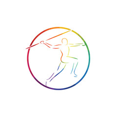 Javelin athlete vector logo illustration.