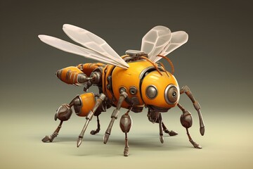 Whimsical bumblebee character concept art with stylized anatomy. Generative AI