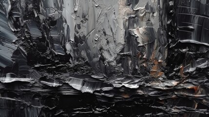 Fototapeta premium Closeup of abstract rough black gray dark colored art painting texture, with oil brushstroke, pallet knife paint on canvas. Decor concept. Wallpaper concept. Art concept. 3d conceptrt concept. 