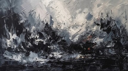 Closeup of abstract rough black gray dark colored art painting texture, with oil brushstroke,...