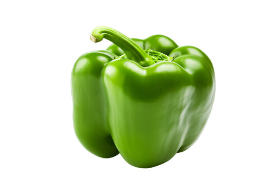 green sweet capsicum, bell pepper, paprika isolated on a transparent background, big chili image PNG