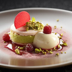 Elegance on a Plate: Raspberry and Pistachio Dessert