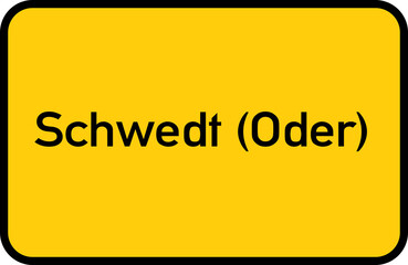 City sign of Schwedt (Oder) - Ortsschild von Schwedt (Oder)