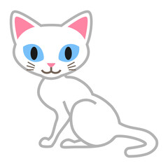 Sitting White cat - cartoonish clip art