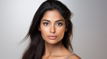 Fototapeta premium Indian model with natural beauty with minimum makeup, studio shot