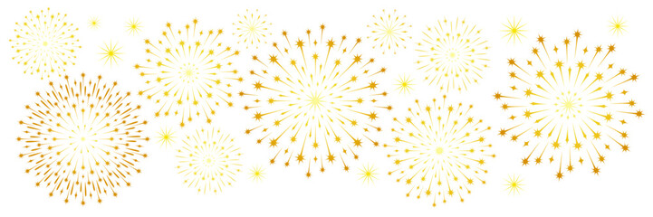 golden fireworks vector for new year. background with fireworks - obrazy, fototapety, plakaty