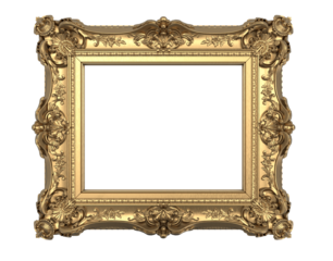  Baroque luxury golden frame. Elegant mirror decor. Victorian ornaments or Gold vintage frame isolated. png transparency