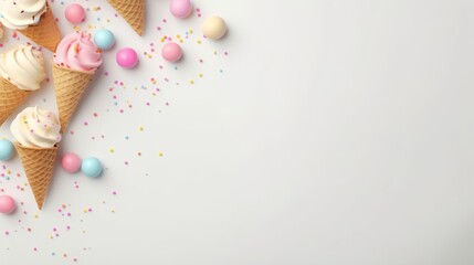 Obraz na płótnie Canvas popsicle ice cream in waffle cone background.