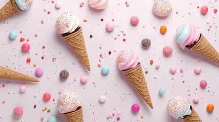 Foto auf Alu-Dibond popsicle ice cream in waffle cone background. © Yahor Shylau 