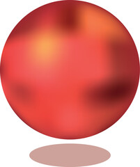 red metal ball with shadow on transparent background
