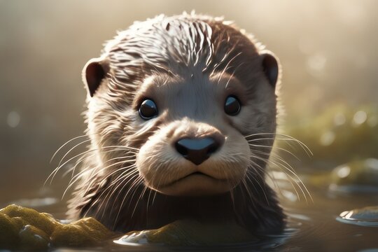 digital painting of a cute otter digital painting of a cute otter digital illustration of a cute otter
