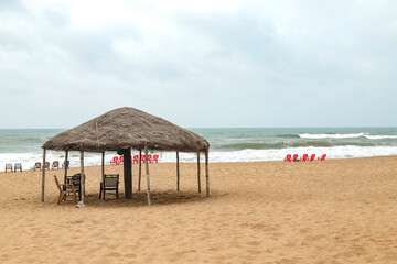 A beach hut on the the coastal town of Puri, Orissa, India.