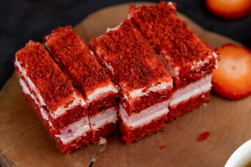 close up strawberry sweets and desserts, strawberry cake