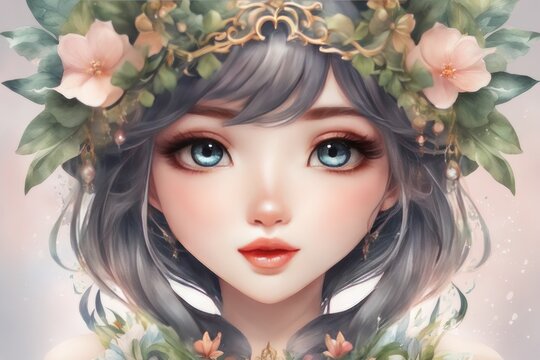 digital art, modern illustration wallpaper digital art, modern illustration wallpaper beautiful young woman with a crown and a wreath of leaves