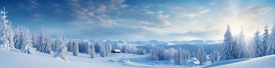New Year banner with a picture of a snowy landscape