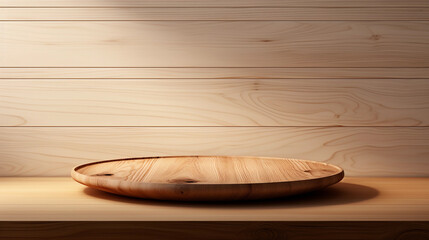 empty mockup for advertising, wooden table top and wooden stand