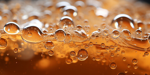 close-up of bubbles and foam of chilled beer