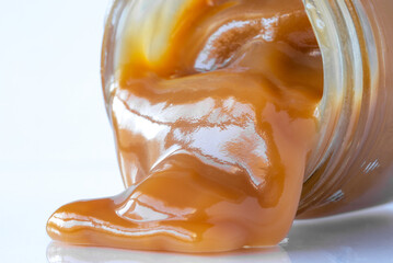 Caramel Sauce Spilled from a Jar