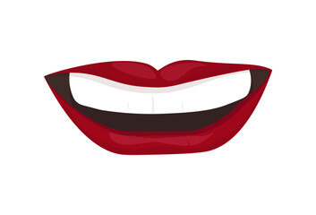 Open cheerful smile of a girl. Facial expression. Vector. Illustration