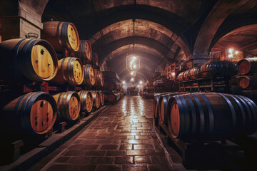 Wine barrels showcasing the art of wine maturation in oak barrels