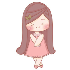 pink little girl shy