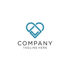 Company logo with heart-shaped V icon