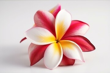 Isolated plumeria flower in white, red, and pink. Generative AI