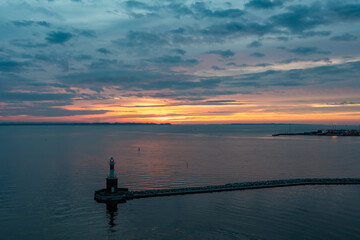 Aarhus, Denmark: beautiful sunrise in the harbor of Aarhus