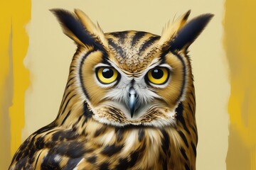 portrait of an owl with yellow eyes, vector illustration portrait of an owl with yellow eyes, vector illustration portrait of an adult owl with yellow feathers and black eyes, illustration