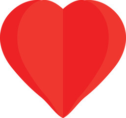 bright red heart cut out of paper on transparent background