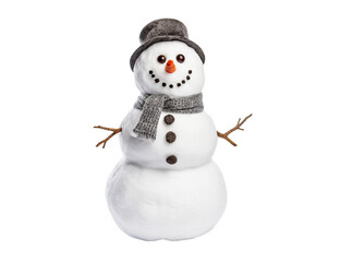 Merry snowman in a hat and scarf, cut out