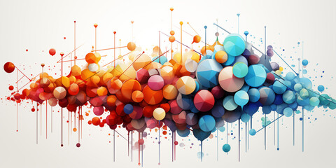 Schöner abstrakter futuristischer Hintergrund künstlerische Zeichnung in welligen leuchtenden bunten Neon Farben für Webdesign und Drucksachen als Vorlage Querformat, ai generativ
