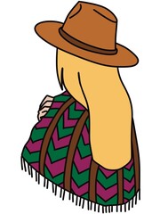 Women of a cowboy hat flat style illustration 