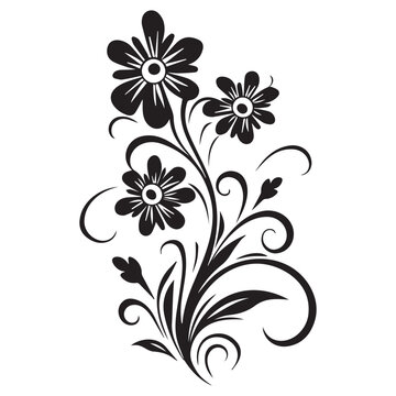 black flower silhouette decoration,flower decorations,flower pattern,eps,editable,clip art,flower