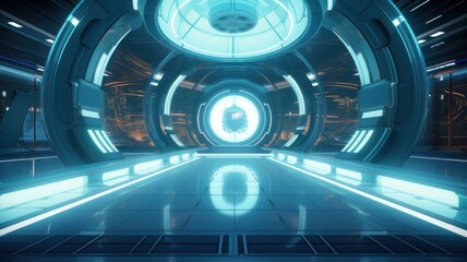 Futuristic tunnel of light, space 