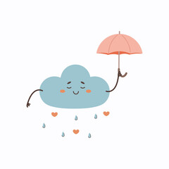  Weather cartoon character cute rainy cloud, spring