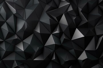 Dark polygonal surface with tetrahedrons. High-tech, 3D background. Generative AI