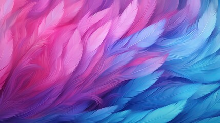 Colorful feather background with pink and blue pastel colors - obrazy, fototapety, plakaty