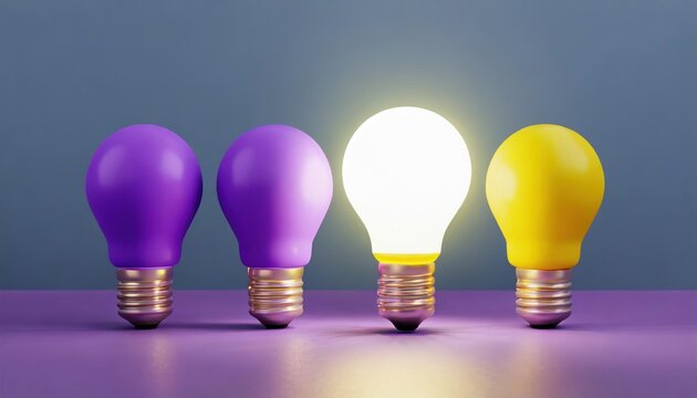 purple lightbulb up direction which different with yellow lamp for different creative think