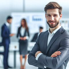 Fototapeta premium Successful and happy young office man