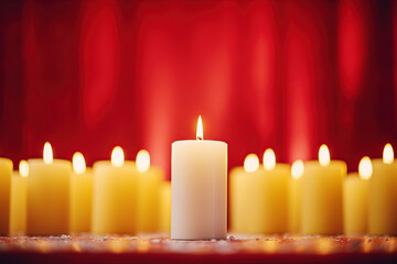 Celebration Symbol, Yellow Candle on Bold Red Setting