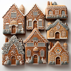 Festive Array: A Collection of Traditional Gingerbread Houses