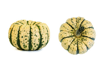 Decorative pumpkins on a white background