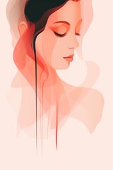 Artistic abstract art of a woman in pink color, modern, contemporary, and watercolor style, for wall decor, print design, and art posters.	