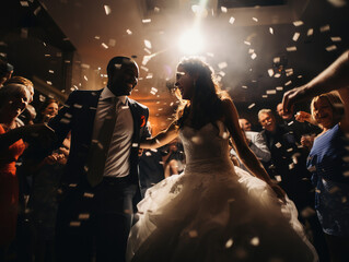 Wedding Reception Dance With Confetti First Dance - obrazy, fototapety, plakaty