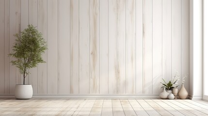 Empty room with wood wall