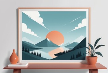 abstract landscape art illustration.abstract landscape art illustration.modern landscape with mountain and mountains. vector illustration.