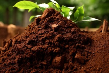 Natural tree fertilizer made from coffee waste. Generative AI